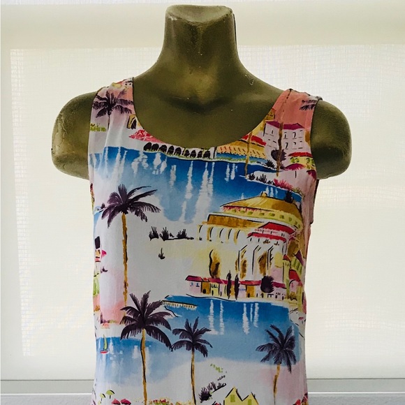 VINTAGE 80s LINE TWO French Riviera Print RESORT DRESS Size Small - Picture 5 of 14